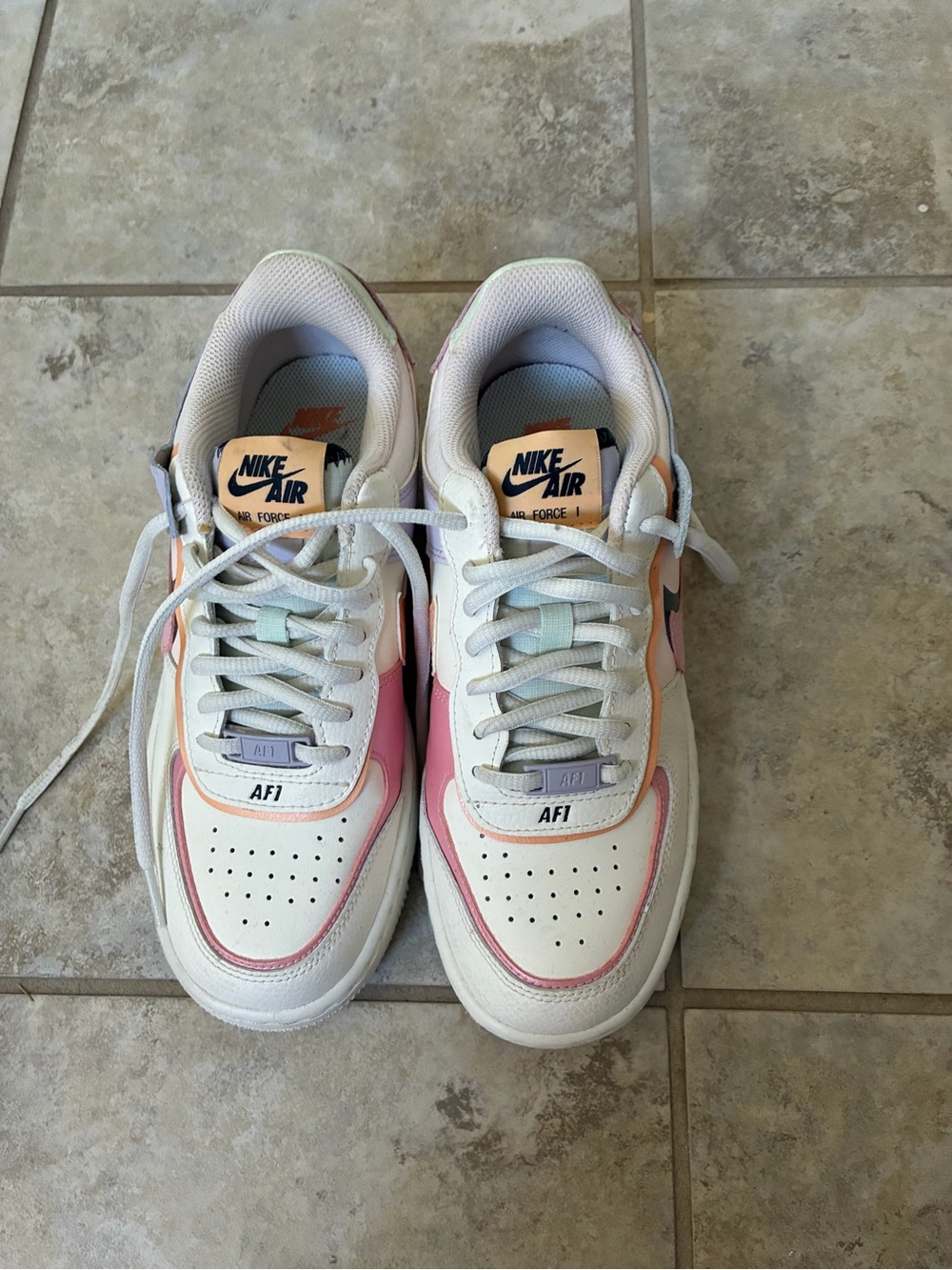 Nike Air Force 1 Low White Pink Orange Accent Sneakers
